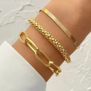 3 Peças / Conjunto Minimalista Pulseira De Corrente