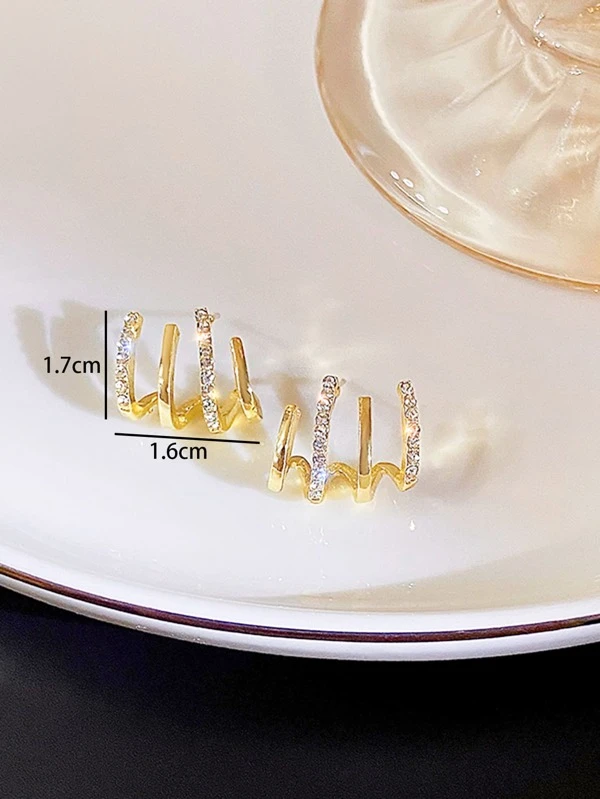 Brincos minimalista de strass e garras de prata - Imagem 3