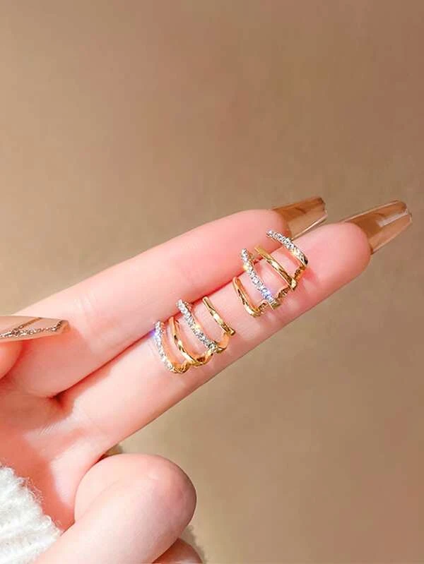 Brincos minimalista de strass e garras de prata - Imagem 2